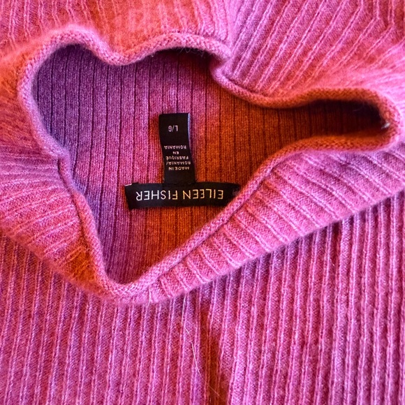 Eileen Fisher Italian Cashmere Ribbed Funnel Neck Sweater, L - winter warmth! - Picture 6 of 8
